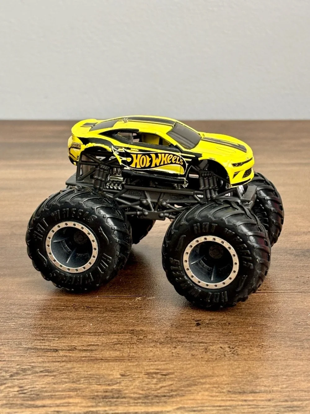 Hot Wheels Monster Truck Die Cast 1:64 Yellow Black Chevy Camaro Body Toy